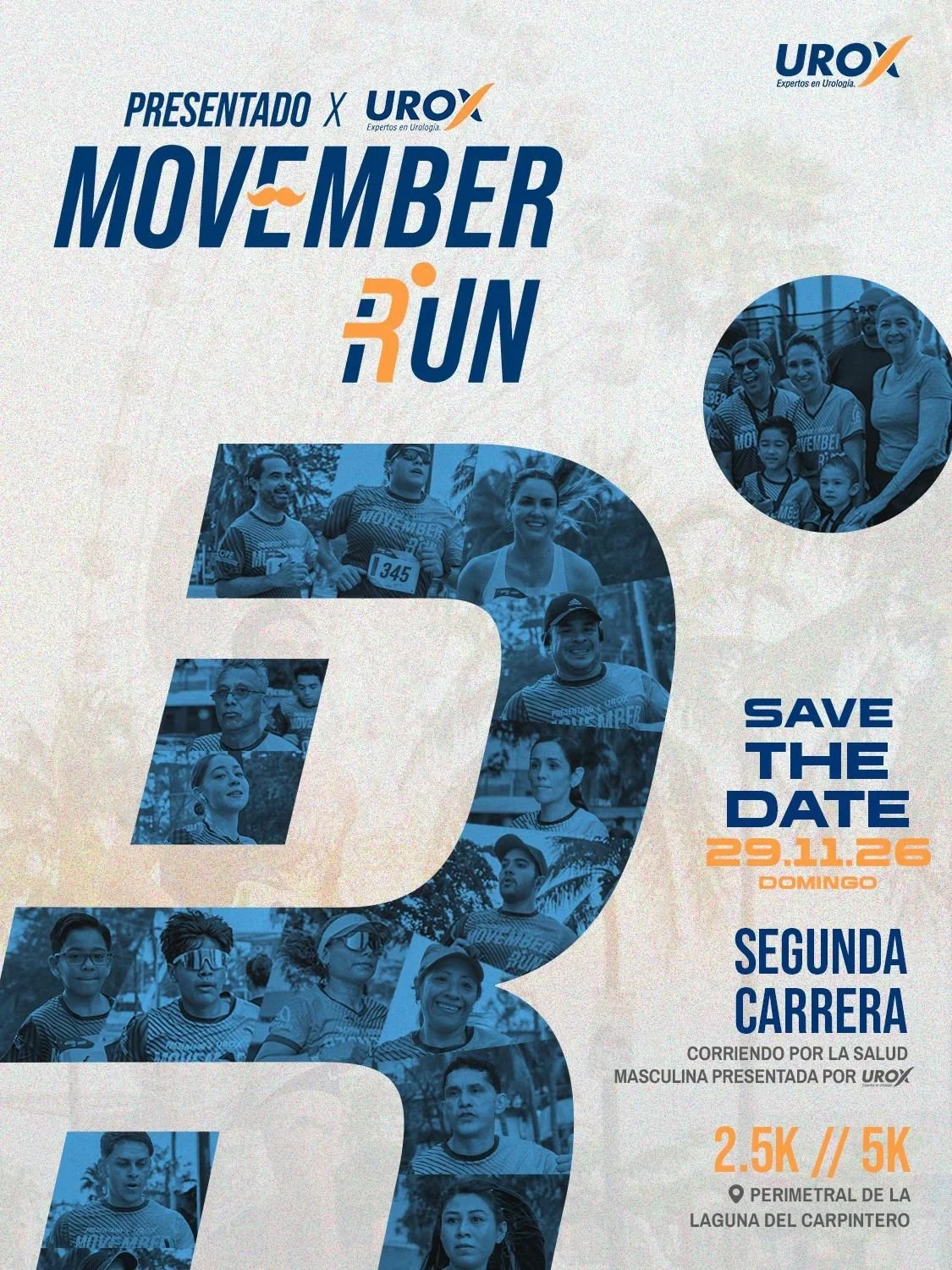Cartel de la segunda edición de Movember Run presentada por UROX en Tampico